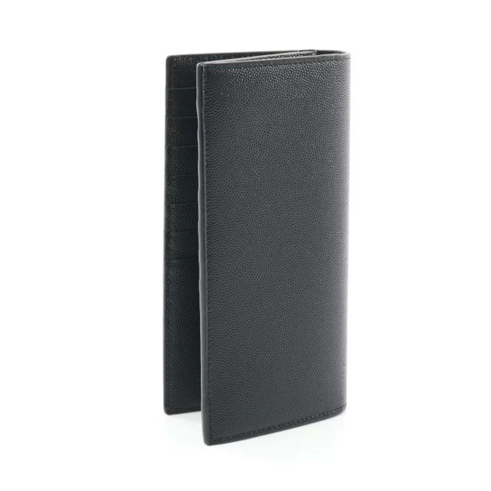 Saint Laurent Bi Leather fold Black Wallet Long Black